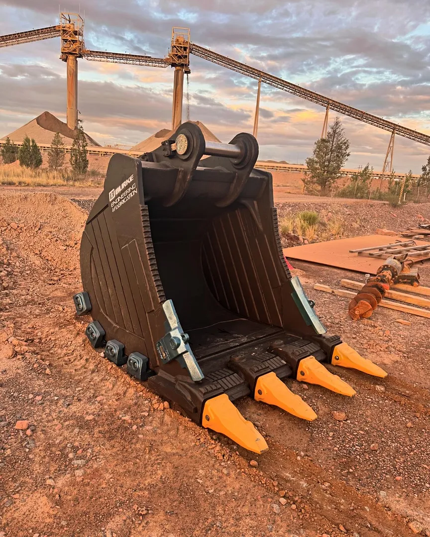 Excavator bucket at a construction site