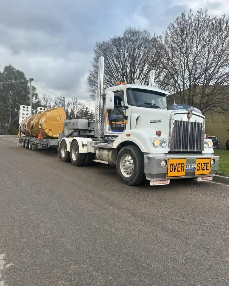 Oversize truck transporting large industrial equipment